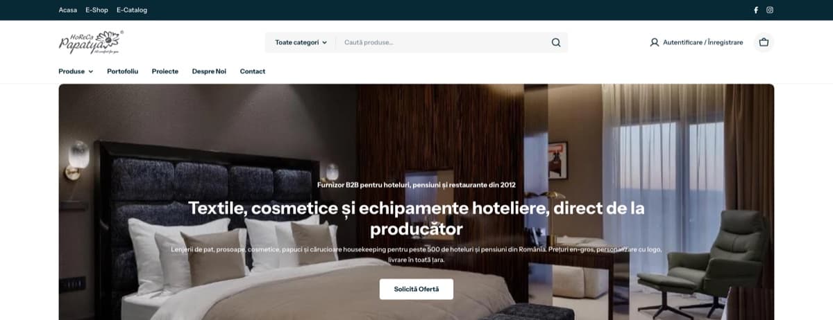 The new Horeca Papatya homepage on Shopify