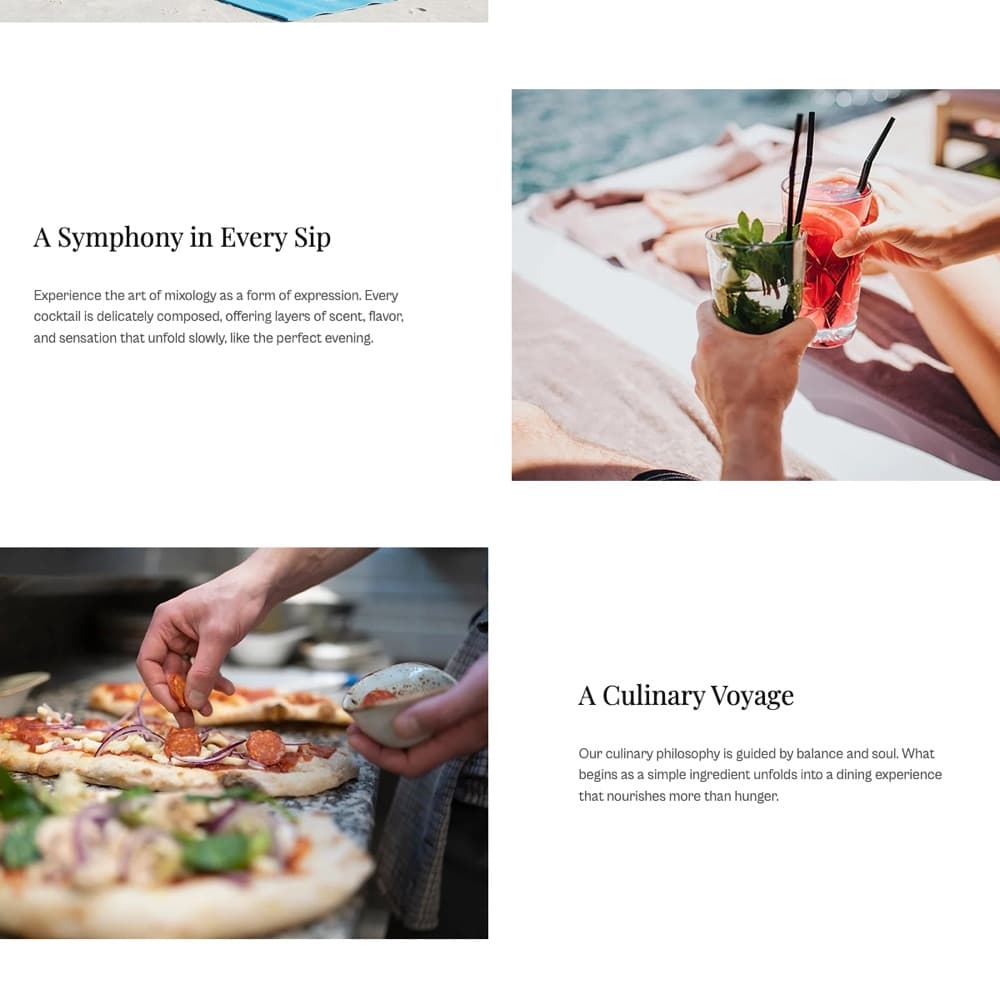 Dining sections of the Vogue Culture page