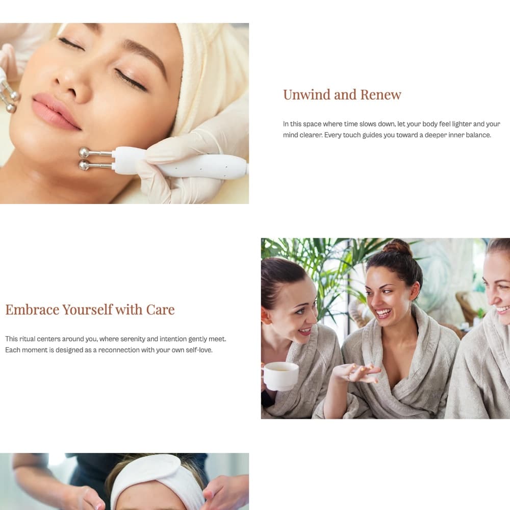 Spa ritual sections on the Vogue Hotel Supreme website
